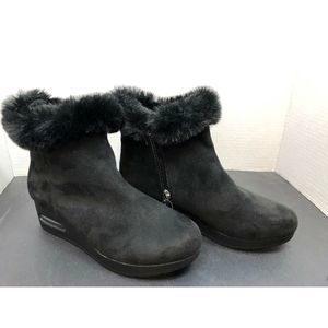 DKNY Womens Abri Faux Fur Boots, Black Sz 5.5